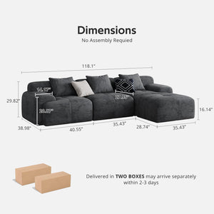 L-Shaped Modular Sectional Sofa with Ottoman