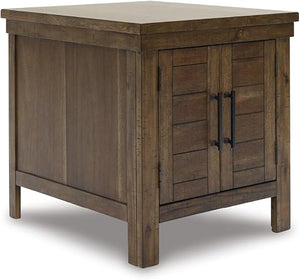 Rustic Farmhouse End Table with Storage Cabinet