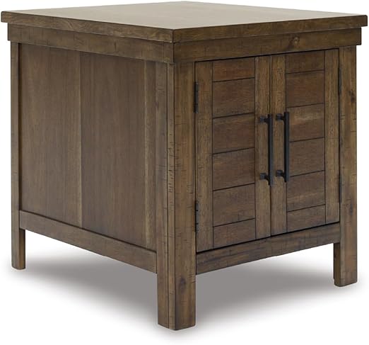 Rustic Farmhouse End Table with Storage Cabinet