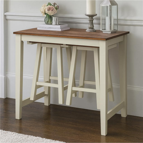 3-Piece Counter Height Bistro Table Set with Saddle Stools