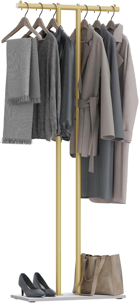 Metal Coat Rack Freestanding with Rock Base
