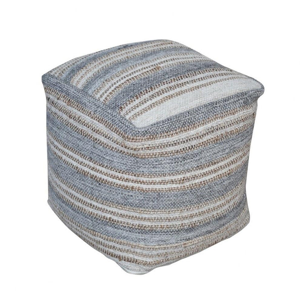 Square Wool Pouf Ottoman – 18" Cube Footstool