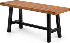 Acacia Wood Outdoor Bench with Metal Legs
