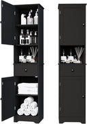 Tall Storage Cabinet with 2 Doors, 2 Drawers & Adjustable Shelves