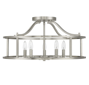 5-Light Semi-Flush Mount Ceiling Light Drum Shade