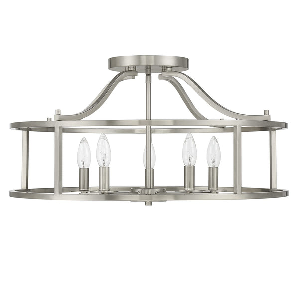5-Light Semi-Flush Mount Ceiling Light Drum Shade