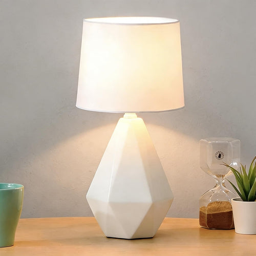 Modern Small Ceramic Table Lamp with White Fabric Shade