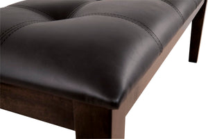 Upholstered Dining Bench with Button Tufting — Wood Frame & Faux Leather Seat