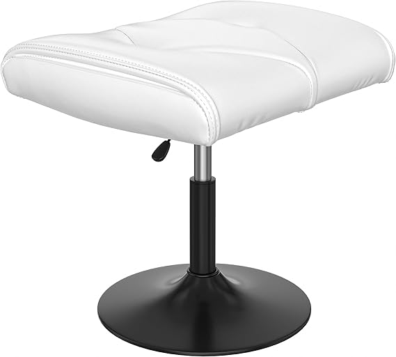 Adjustable Height Footrest Ottoman with PU Leather Cushion