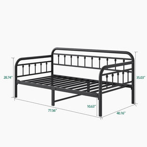 BOFENG Metal Daybed Frame Twin Size,Sofa Bed Frame with Strong Steel Slats Support Platform Furniture,Mattress Foundation,Noise Free,Easy Assembly,Black Twin Daybed