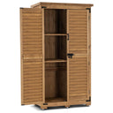 Outdoor Wood Storage Cabinet with Lockable Doors – 63 Inch Vertical Garden Shed