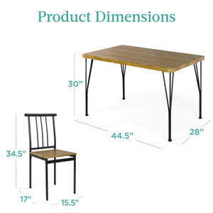 5-Piece Modern Dining Table Set with 4 Chairs