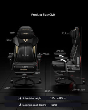Ergonomic Gaming Chair with Lumbar Support, Massage & Heated Seat