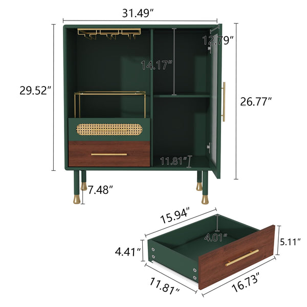Bar Cabinet with Wine Glass Rack & Stemware Storage
