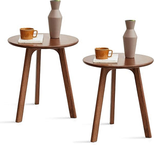 Solid Oak Round Side Table & Nightstand