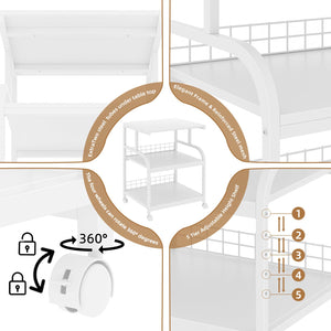 3-Tier Rolling Printer Stand with Storage Shelves