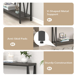 Narrow Console Table with 2-Tier Shelves | Industrial Entryway & Sofa Table