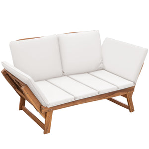Convertible Outdoor Patio Couch with Acacia Wood Frame