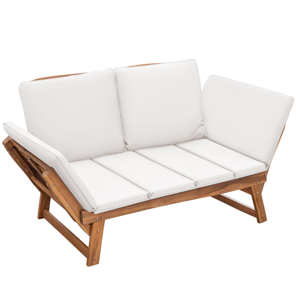 Convertible Outdoor Patio Couch with Acacia Wood Frame