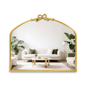 Vintage Arched Bow Wall Mirror – Gold Metal Frame