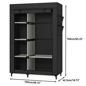 Portable Wardrobe Closet with 6 Shelves & Hanging Rod