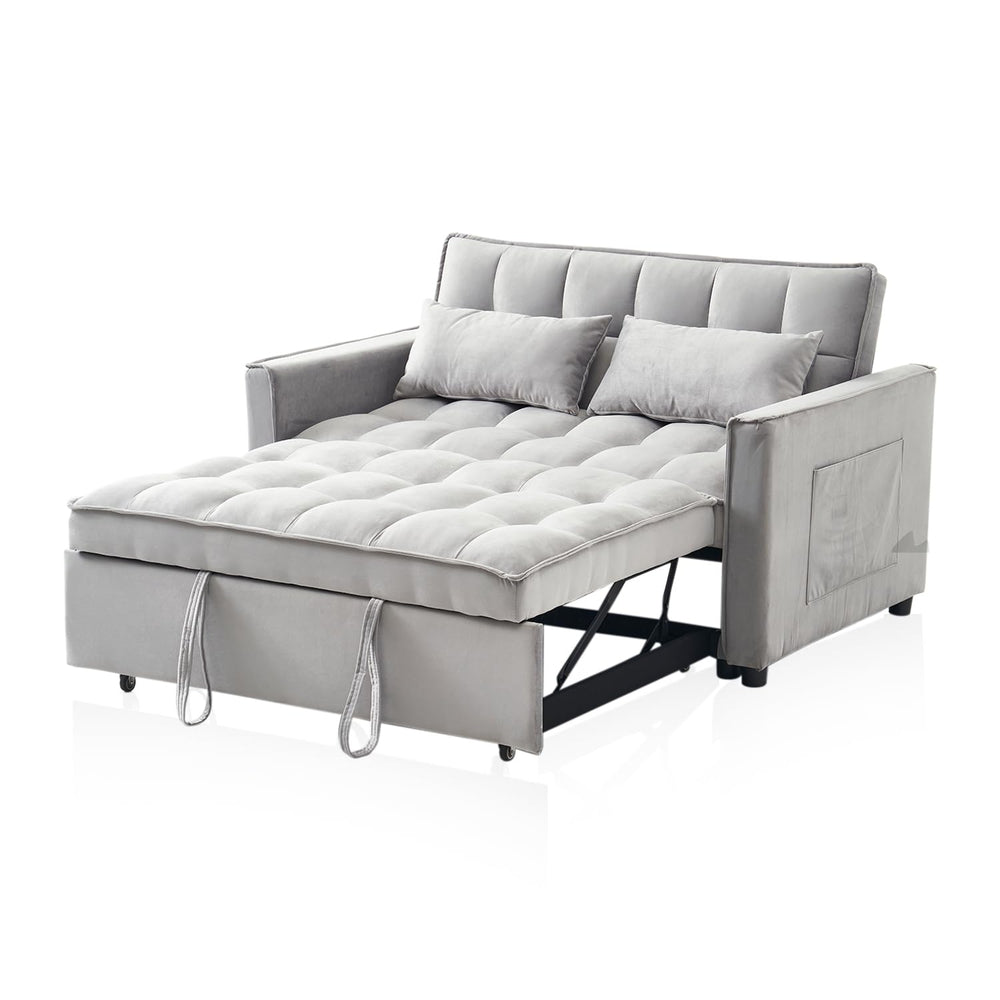 Convertible Futon Sofa Bed with Adjustable Backrest & Storage Pockets