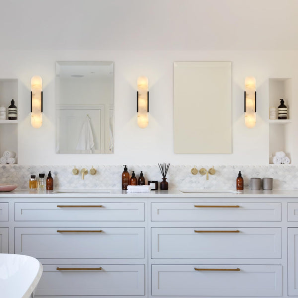 Marble Wall Sconce Light Fixture – 3-Light Candelabra Style