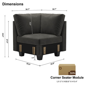 Velvet Corner Seat Module for Modular Sectional Sofa