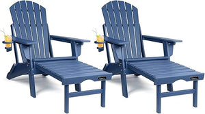 Adjustable Folding Adirondack Chair with Ottoman & Cup Holder