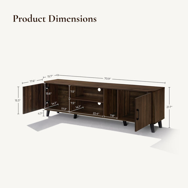 70" Mid-Century Modern TV Stand with Storage