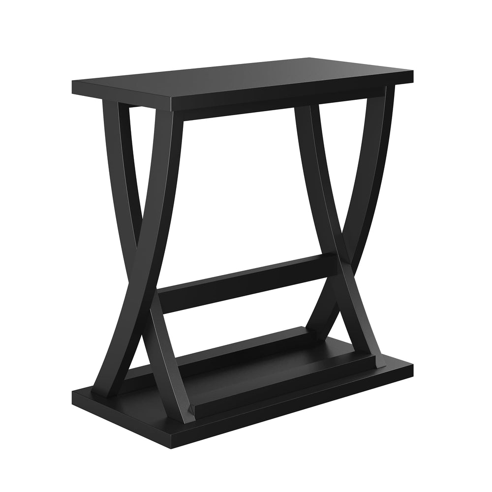 Black End Tables Set of 2 with X-Leg Design & Storage Shelf