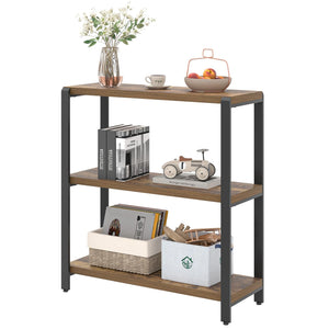 3-Tier Metal & Wood Bookshelf