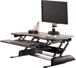 Two-Tier Standing Desk Converter – Height Adjustable Sit Stand Riser, 36" Wide, Black