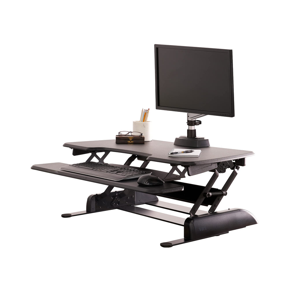 Two-Tier Standing Desk Converter – Height Adjustable Sit Stand Riser, 36" Wide, Black