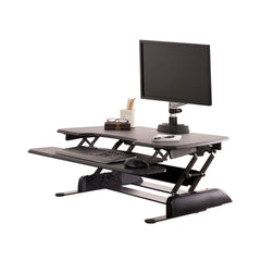 Two-Tier Standing Desk Converter – Height Adjustable Sit Stand Riser, 36" Wide, Black
