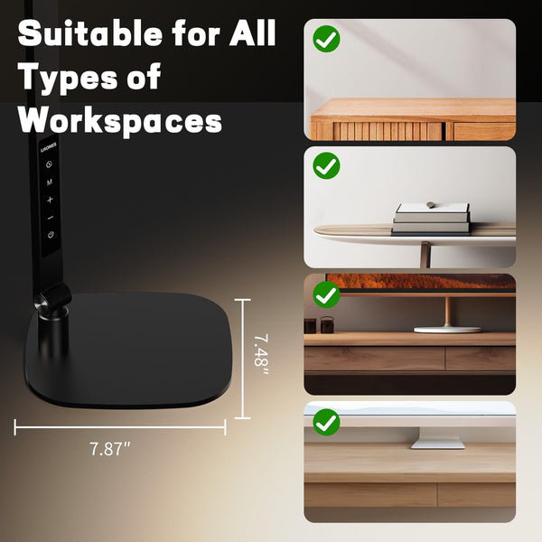 LED Desk Lamp with Swing Arm & Webcam Light