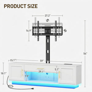 59" TV Stand with Swivel Mount & LED Lighting