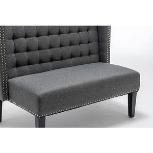Tufted Loveseat Sofa with Wooden Legs – 2-Seat Upholstered Couch