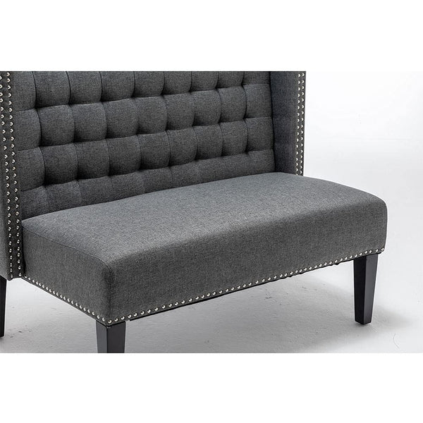 Tufted Loveseat Sofa with Wooden Legs – 2-Seat Upholstered Couch