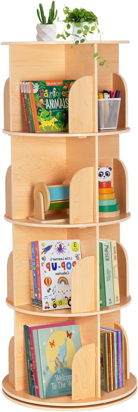 Rotating Corner Bookshelf – 2, 3 & 4-Tier Wood Bookcase