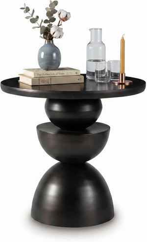 Round Solid Wood Accent End Table