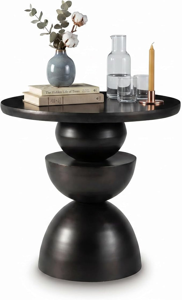 Round Solid Wood Accent End Table