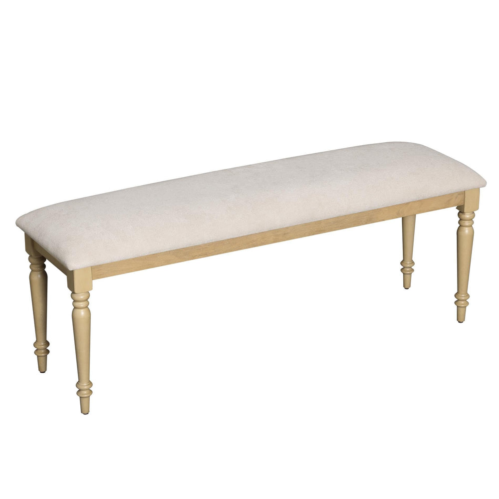 52" Oak Farmhouse Dining Bench with Padded Seat & Solid Wood Legs