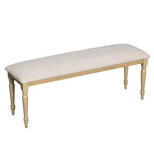 52" Oak Farmhouse Dining Bench with Padded Seat & Solid Wood Legs