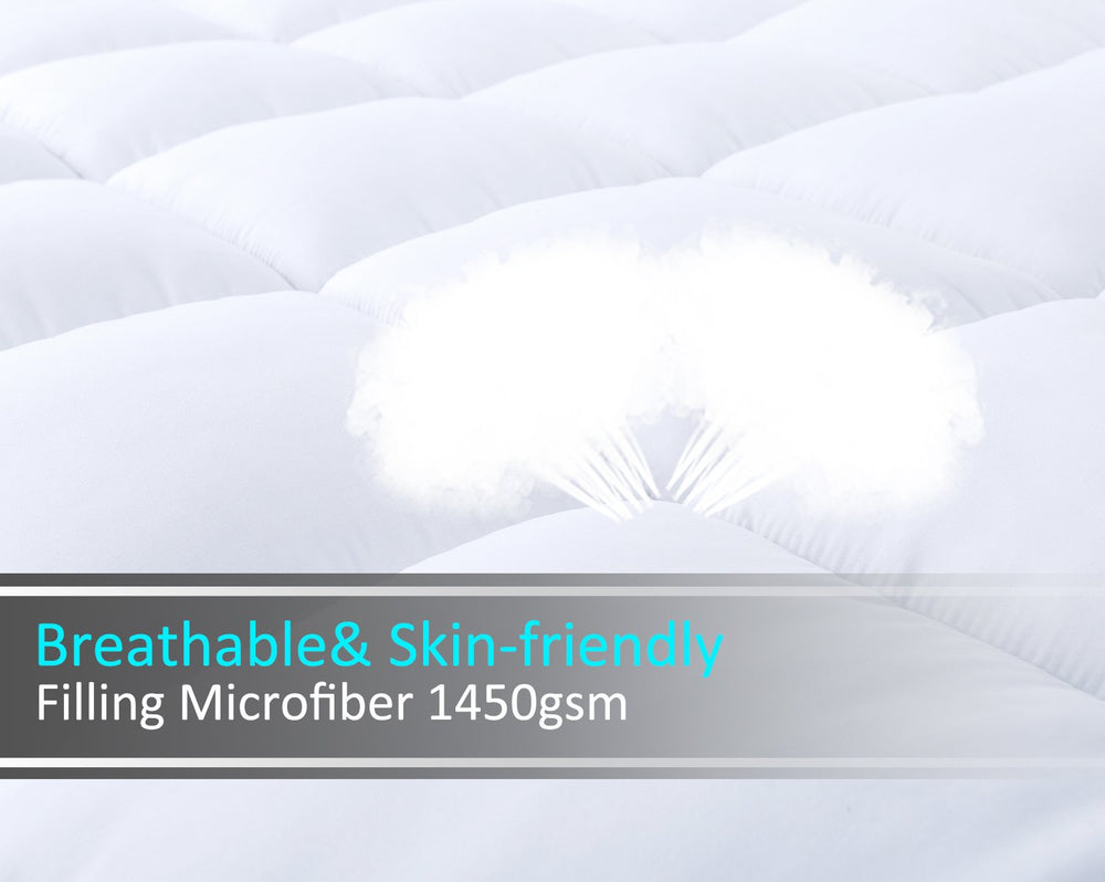 2-Inch Quilted Mattress Topper with Down Alternative Fill & 4-Band Elastic Skirt