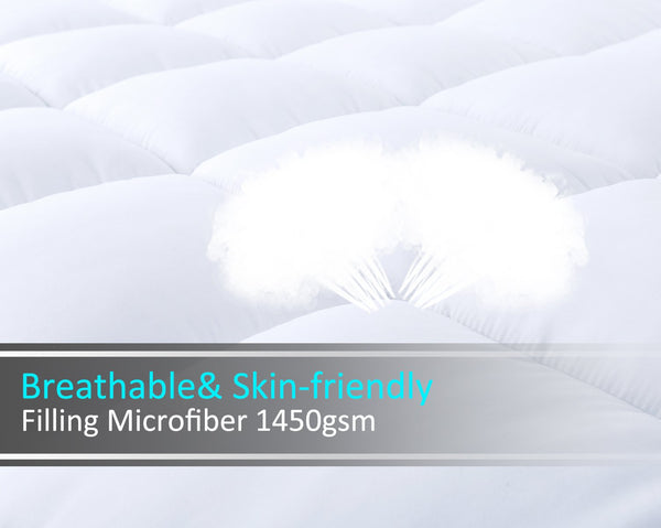 2-Inch Quilted Mattress Topper with Down Alternative Fill & 4-Band Elastic Skirt