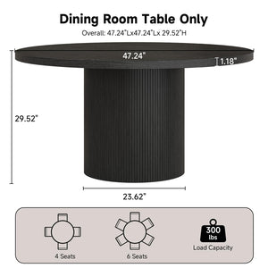 47" Round Dining Table with Fluted Base
