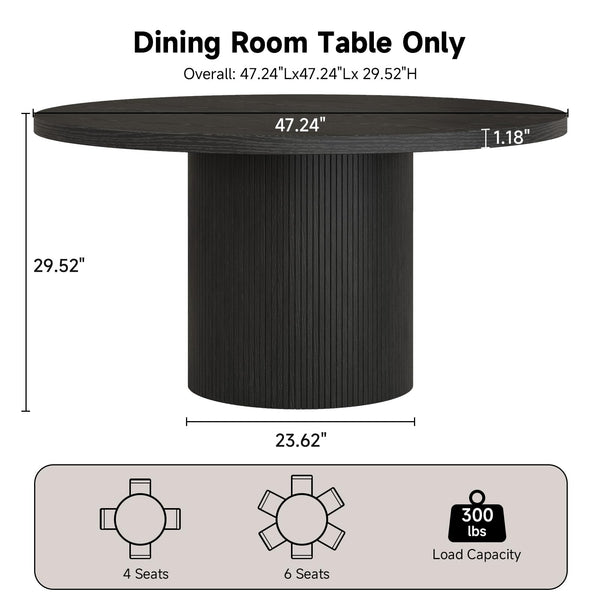 47" Round Dining Table with Fluted Base