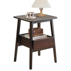Mid-Century Modern Bamboo Nightstand with Drawer & Open Shelf