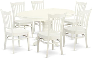 Oval Dining Table Set with Butterfly Leaf & Wood Chairs
